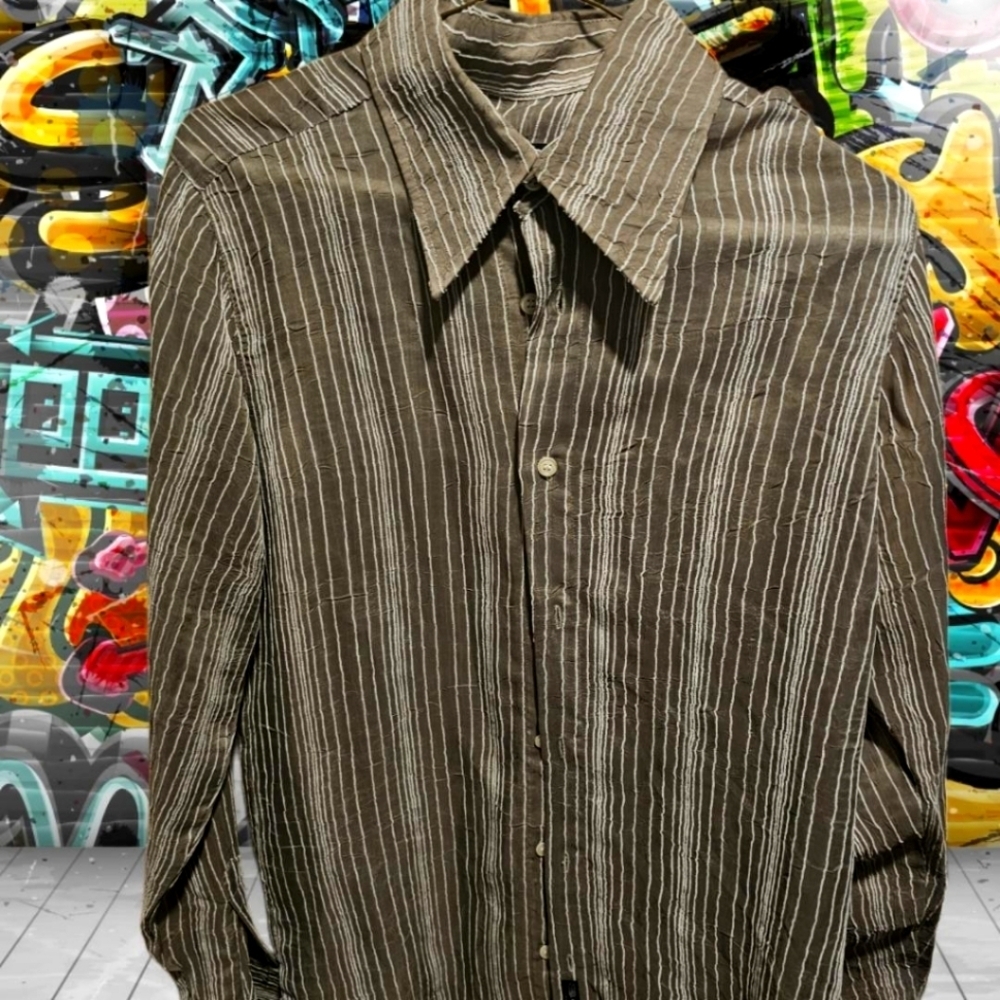 BC Collection Striped Button-Up Shirt - Brown & White